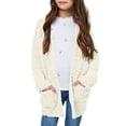 thumbnail image 1 of Ixbnca Girls Cardigan Fuzzy Sherpa Open Front Sweater Warm Long Sleeve Outerwear Coat with Pockets 5-14 Years, 1 of 6
