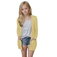 thumbnail image 1 of Ixbnca Girls Cardigan Lightweight Mid Length Long Sleeve Tops Comfy Solid Color Open Front Cardigan with Pockets, 1 of 7