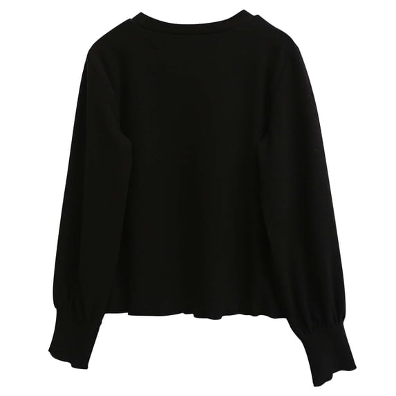 Ixbnca Girls Cotton Shirts Breathable Long Sleeve Solid Color Tops Fashion Crew Neck Comfy Pullover Undershirts