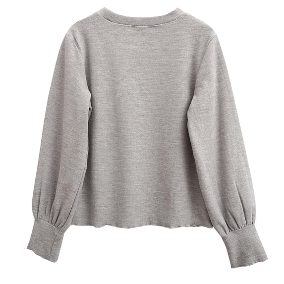 Ixbnca Girls Cotton Shirts Breathable Long Sleeve Solid Color Tops Fashion Crew Neck Comfy Pullover Undershirts