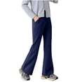 thumbnail image 1 of Ixbnca Girls Flare Pants Comfy Cotton Elastic High Waist Long Pants Breathable Solid Color Pockets Trousers, 1 of 5