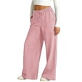 thumbnail image 1 of Ixbnca Girls Long Pants Loose Drawstring Elastic High Waist Pants Casual Pockets Solid Color Outdoor Trousers, 1 of 7