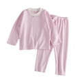 thumbnail image 1 of Ixbnca Kids Cotton Lounge Set Stretchy Crew Neck Long Sleeve Shirt and Elastic Waist Pants Breathable Underwear, 1 of 4