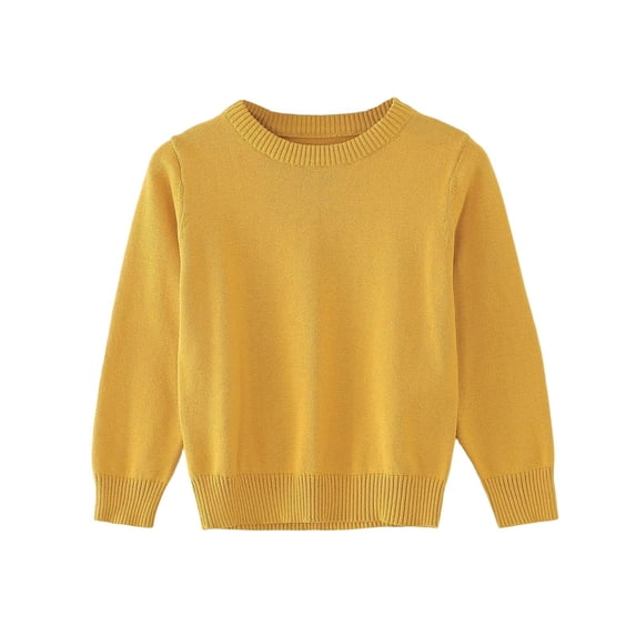 Ixbnca Kids Cotton Sweaters Basic Solid Color Long Sleeve Casual Tops Comfort Crew Neck Pullover Undershirts