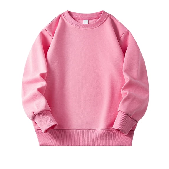 Ixbnca Kids Cotton Sweatshirts Baggy Crew Neck Pullover Tops Basic Long Sleeve Solid Color Casual Sweatshirts