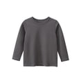 thumbnail image 1 of Ixbnca Kids Cotton Tee Shirts Basic Long Sleeve Pullover Tops Casual Round Neck Solid Color Comfy T-Shirts, 1 of 2