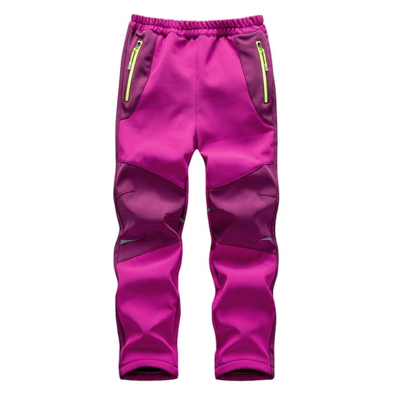 Ixbnca Kids Snow Ski Pants Boys Girls Outdoor Waterproof Windproof Winter Fleece Warm Hiking Pants