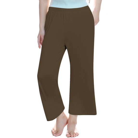 Ixbnca Long Pants for Girls Loose Elastic High Waist Yoga Pants Straigh Leg Solid Color Workout Gym Trousers