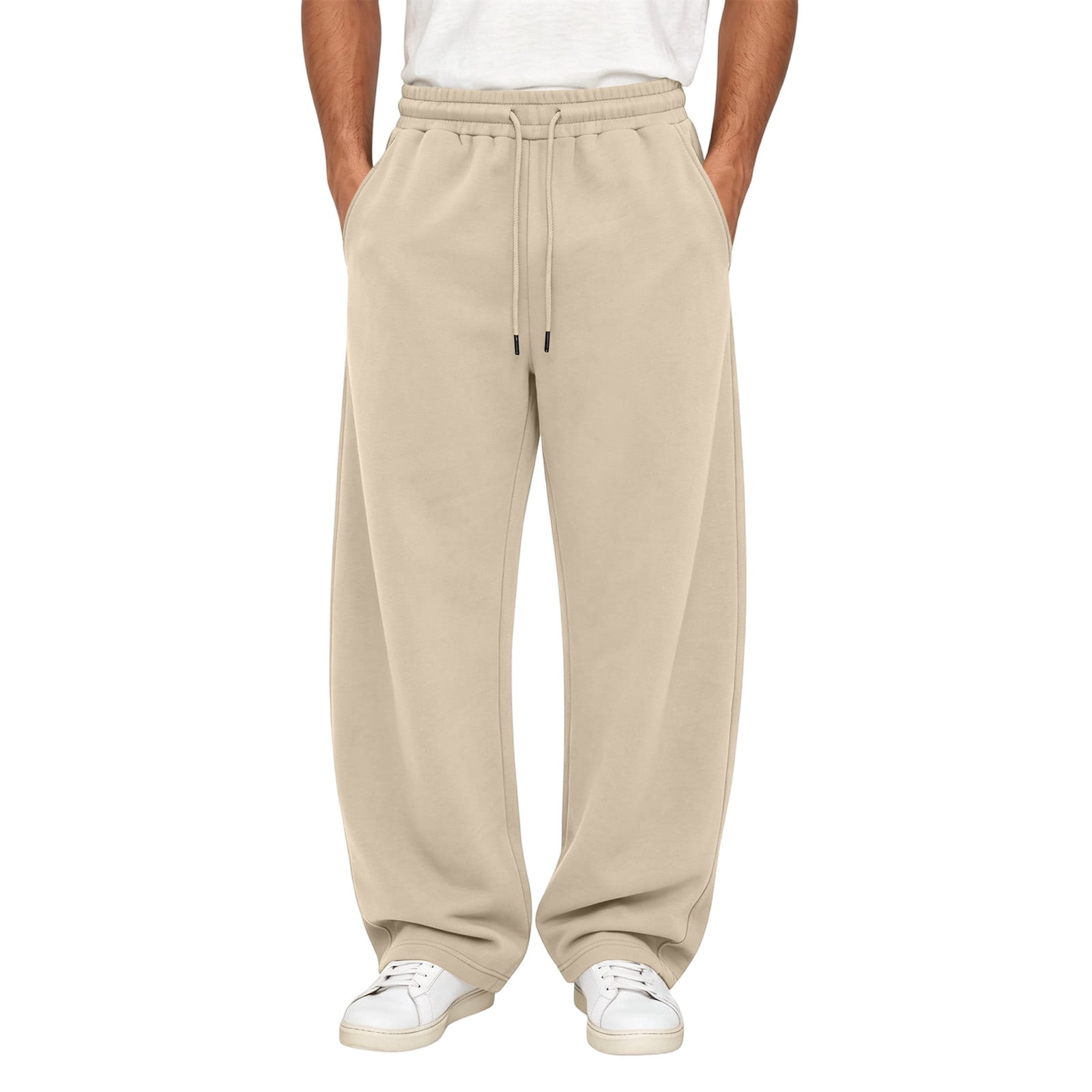 Ixbnca Men's Baggy Sweatpants Loose Elastic Waist Wide Leg Lounge ...