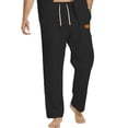 thumbnail image 1 of Ixbnca Men's Casual Summer Pants Drawstring Beach Trousers Elastic Waist Solid Color Lightweight Pants, 1 of 4