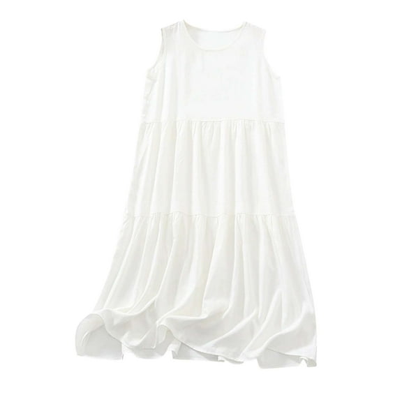 Ixbnca Plus Size Midi Dresses for Women Sleeveless Tank Dresses Casual Tshirt Dress Flowy Beach Sundress