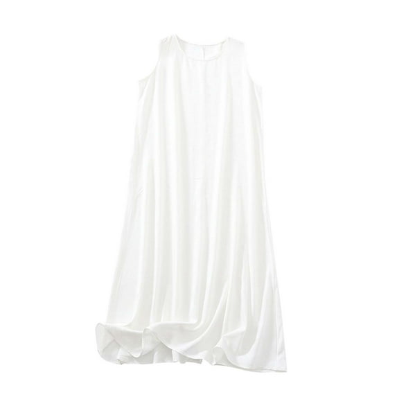 Ixbnca Plus Size Midi Dresses for Women Sleeveless Tank Dresses Casual Tshirt Dress Flowy Beach Sundress