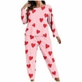 thumbnail image 1 of Ixbnca Plus Size Pajamas for Women Valentine's Day Heart Print Tops Long Pants 2 Piece Pjs Sets Sleepwear, 1 of 6