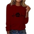 thumbnail image 1 of Ixbnca Plus Size Shirts for Women Cute Graphic Printed Crew Neck Tshirts Lightweight Long Sleeve Outdoor Tops, 1 of 4