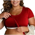 thumbnail image 1 of Ixbnca Plus Size Womens Short Sleeve T Shirts with Built-In Bra Crewneck Padded Workout Tee for Women, 1 of 6