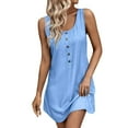 thumbnail image 1 of Ixbnca Plus Size Womens Summer Tank Dress Sleeveless Casual Sundress Button Front Mini Dress for Vacation, 1 of 7