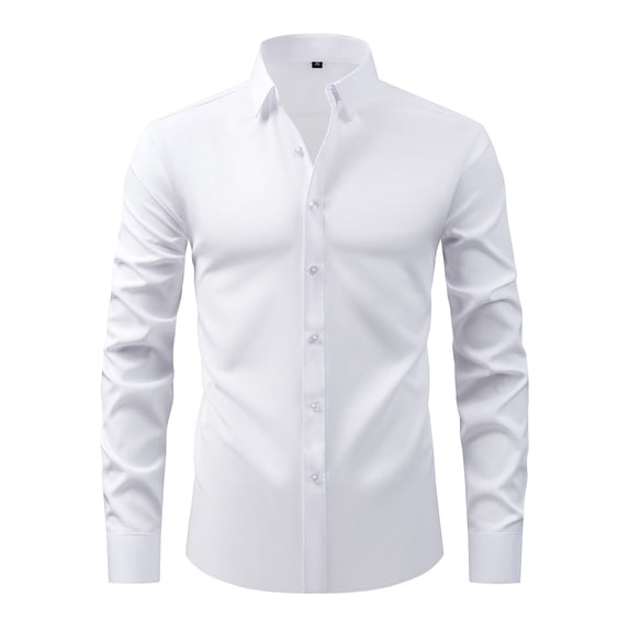 Ixbnca Stretch Mens Dress Shirts Solid Color Long Sleeve Soft Work Business Casual Button down Shirt