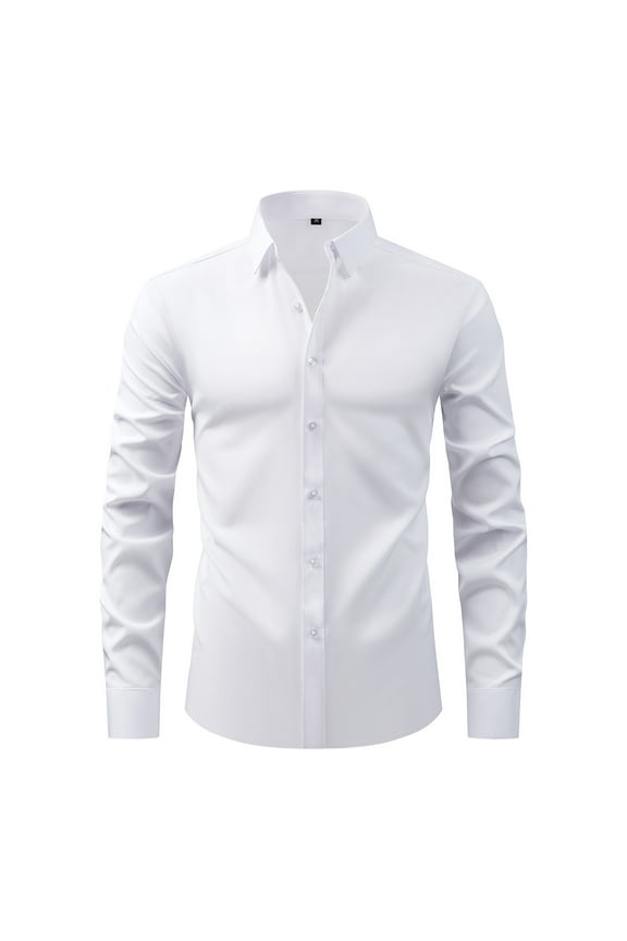 Stretch Mens Dress Shirts Solid Color Long Sleeve Soft Work Business Casual Button down Shirt