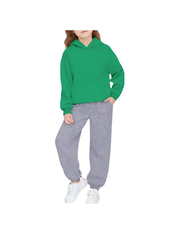 Sweatsuit for Kids Long Sleeve Hoodie Drawstring Pockets Jogger Sweatpants Workout Sports Tracksuit Outfit