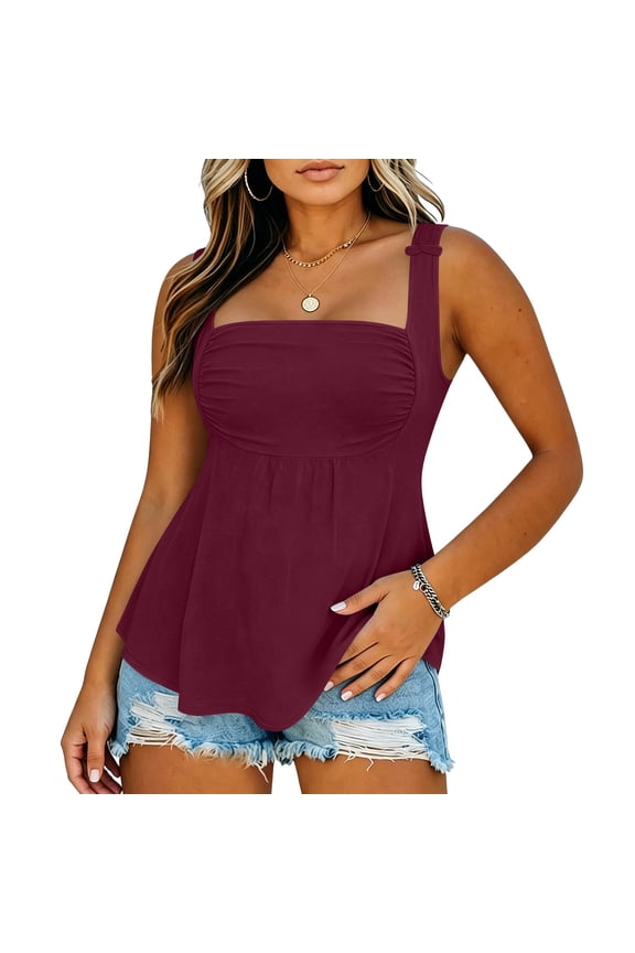Tank Tops for Women Plus Size Square Neck Cami Shirts Casual Sleeveless Tunic Summer Flowy Shirts