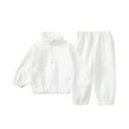 thumbnail image 1 of Ixbnca Toddler Kids 2 Piece Fleece Sweatsuit Solid Color Half Zip Sweatshirt Jogger Sweatpants Cotton Winter Set, 1 of 3