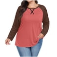 thumbnail image 1 of Ixbnca Women Plus Size Tshirts Oversized Color Block Crew Neck Casual Tops Basic Long Sleeve Graphic Tee Shirts, 1 of 6