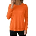 thumbnail image 1 of Ixbnca Women's Long Sleeve Tops Round Neck Solid Color Casual Loose Shirts Women Fall Clothes, 1 of 6