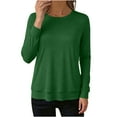 thumbnail image 1 of Ixbnca Women's Long Sleeve Tops Round Neck Solid Color Casual Loose Shirts Women Fall Clothes, 1 of 6