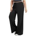 thumbnail image 1 of Ixbnca Women's Plus Size Pants High Waist Wide Leg Yoga Pants for Women Drawstring Comfy Lounge Trousers, 1 of 6