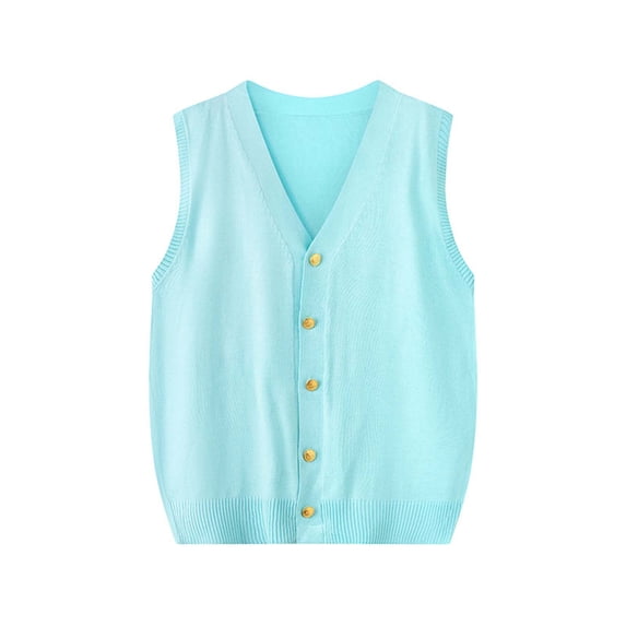 Ixbnca Women's Sweater Vest Fashion Button Down V-Neck Sweaters Comfy Sleeveless Solid Color Knitted Cardigan