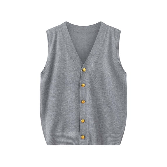 Ixbnca Women's Sweater Vest Fashion Button Down V-Neck Sweaters Comfy Sleeveless Solid Color Knitted Cardigan