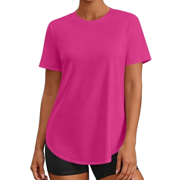 Ixbnca Women's Workout Tops Short Sleeve Athletic T Shirts Lightweight Quick Dry Running Crew Neck Tee
