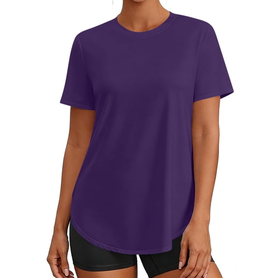 Ixbnca Women's Workout Tops Short Sleeve Athletic T Shirts Lightweight Quick Dry Running Crew Neck Tee
