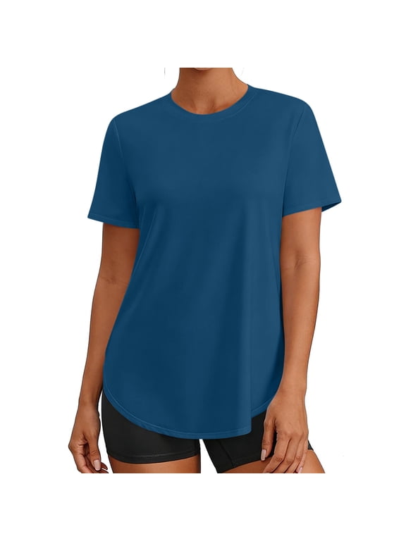 Women's Workout Tops Short Sleeve Athletic T Shirts Lightweight Quick Dry Running Crew Neck Tee