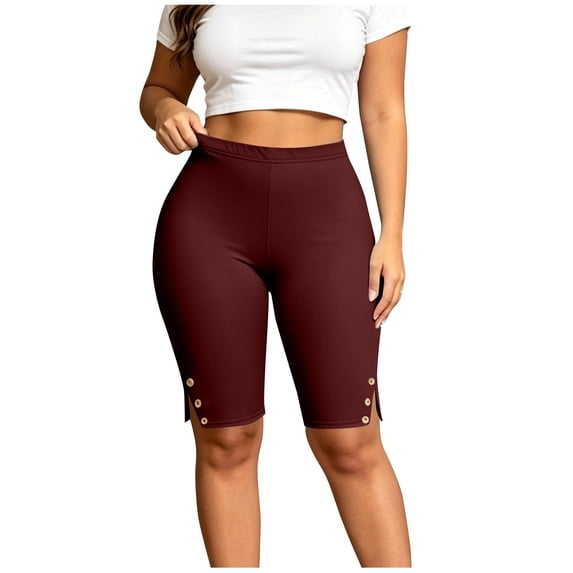 Ixbnca Womens Plus Size Yoga Pants Summer Stretchy Slim Biker Capri Pants Comfy High Waist Gym Workout Leggings