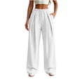 thumbnail image 1 of Ixbnca Womens Sweat Pants Comfortable Pleated Drawstring Sports Pants with Pockets Loose Elastic Waist Workout Pants, 1 of 7