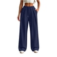 thumbnail image 1 of Ixbnca Womens Sweat Pants Comfortable Pleated Drawstring Sports Pants with Pockets Loose Elastic Waist Workout Pants, 1 of 7