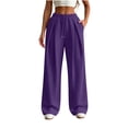 thumbnail image 1 of Ixbnca Womens Sweat Pants Comfortable Pleated Drawstring Sports Pants with Pockets Loose Elastic Waist Workout Pants, 1 of 7