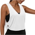 thumbnail image 1 of Ixbnca Womens Workout Crop Tank Tops V Neck Wide Strap Casual Sleeveless Loose Yoga Shirts Activewear, 1 of 7