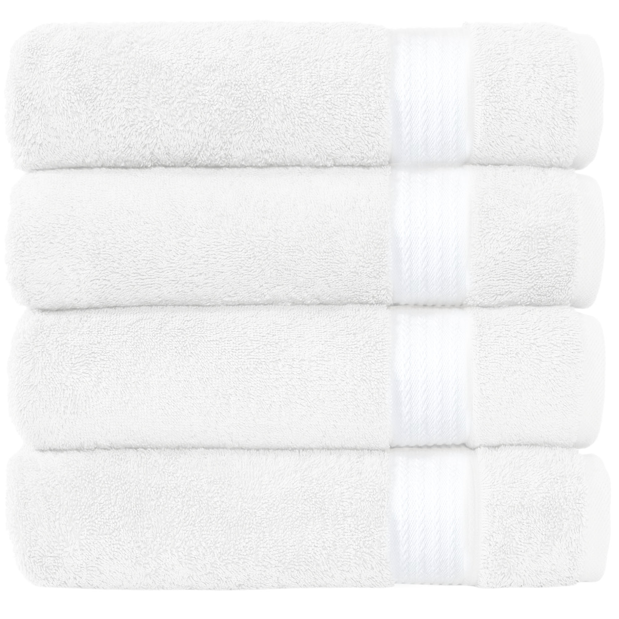 White Turkish Cotton Extra Large Bath Towel Set, 4-Pack