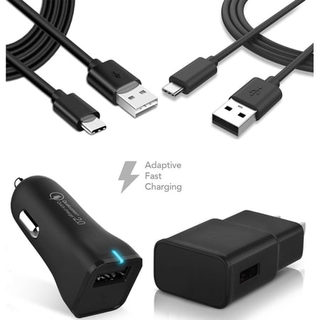 Ixir Huawei Nexus 10P Charger Fast Type-C 10 ft 2.0 Cable Kit by TruWire - (1 Fast Car Charger+ 1Wall Charger+2 Type-C Cables) True Digital Adaptive Fast Charging up to 50% faster!