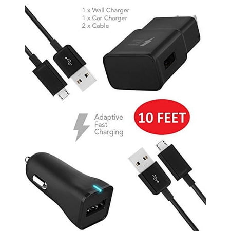 Ixir LG Optimus F3 Charger (10 FEET) Micro USB 2.0 Cable Kit by TruWire - {Wall Charger + Car Charger + 2 Cable} True Digital Adaptive Fast Charging uses dual voltages for up to 50% faster charging!