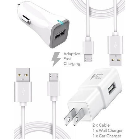 Ixir NEC Terrain Charger Micro USB 2.0 Cable Kit by Ixir - {Wall Charger + Car Charger + 2 Cable} True Digital Adaptive Fast Charging uses dual voltages for up to 50% faster charging!