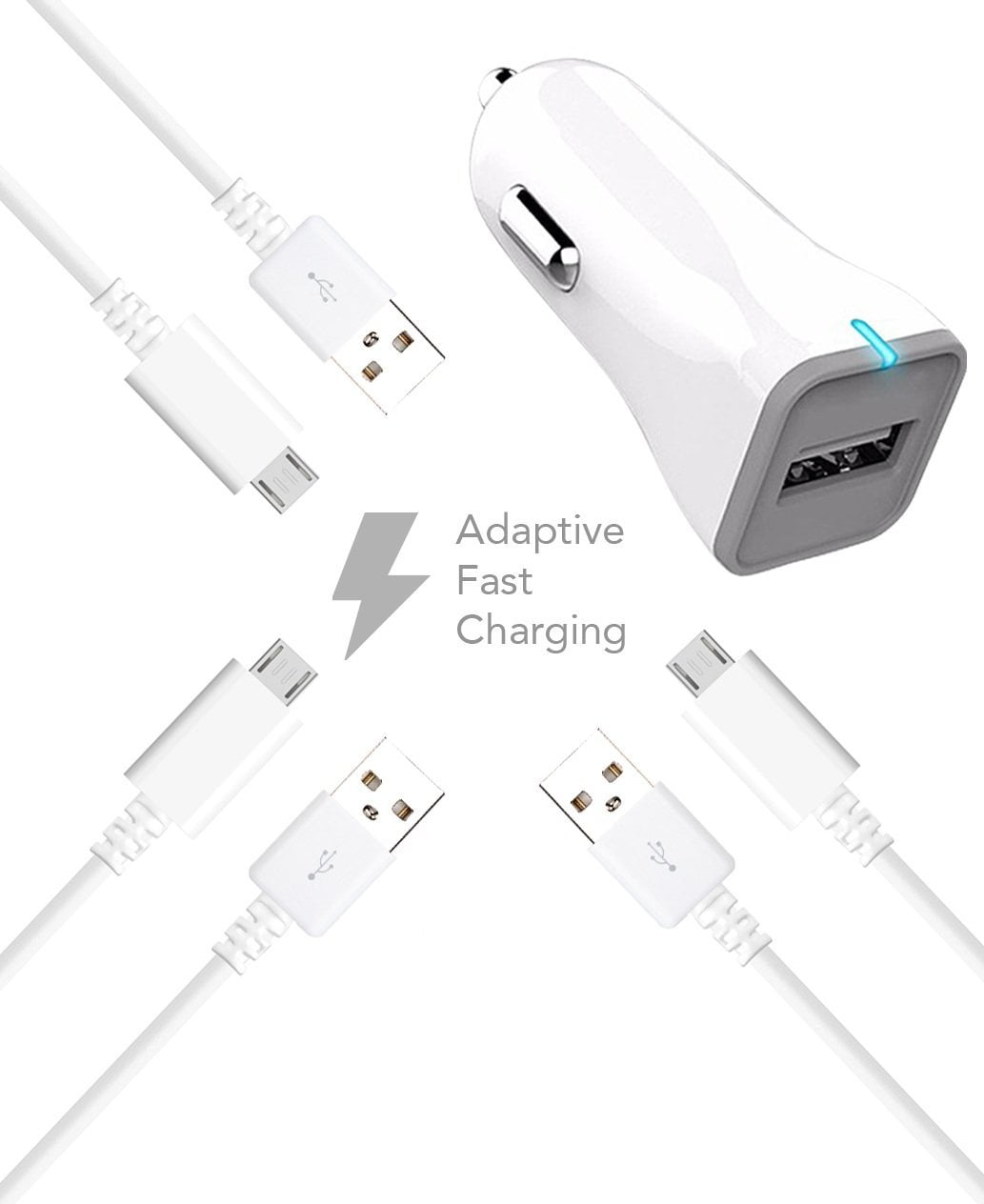 Ixir Samsung Galaxy Note Charger Micro USB 2.0 Cable Kit by Ixir - (Car Charger + 3 Cables) True Digital Adaptive Fast Charging for up to 50% faster charging!