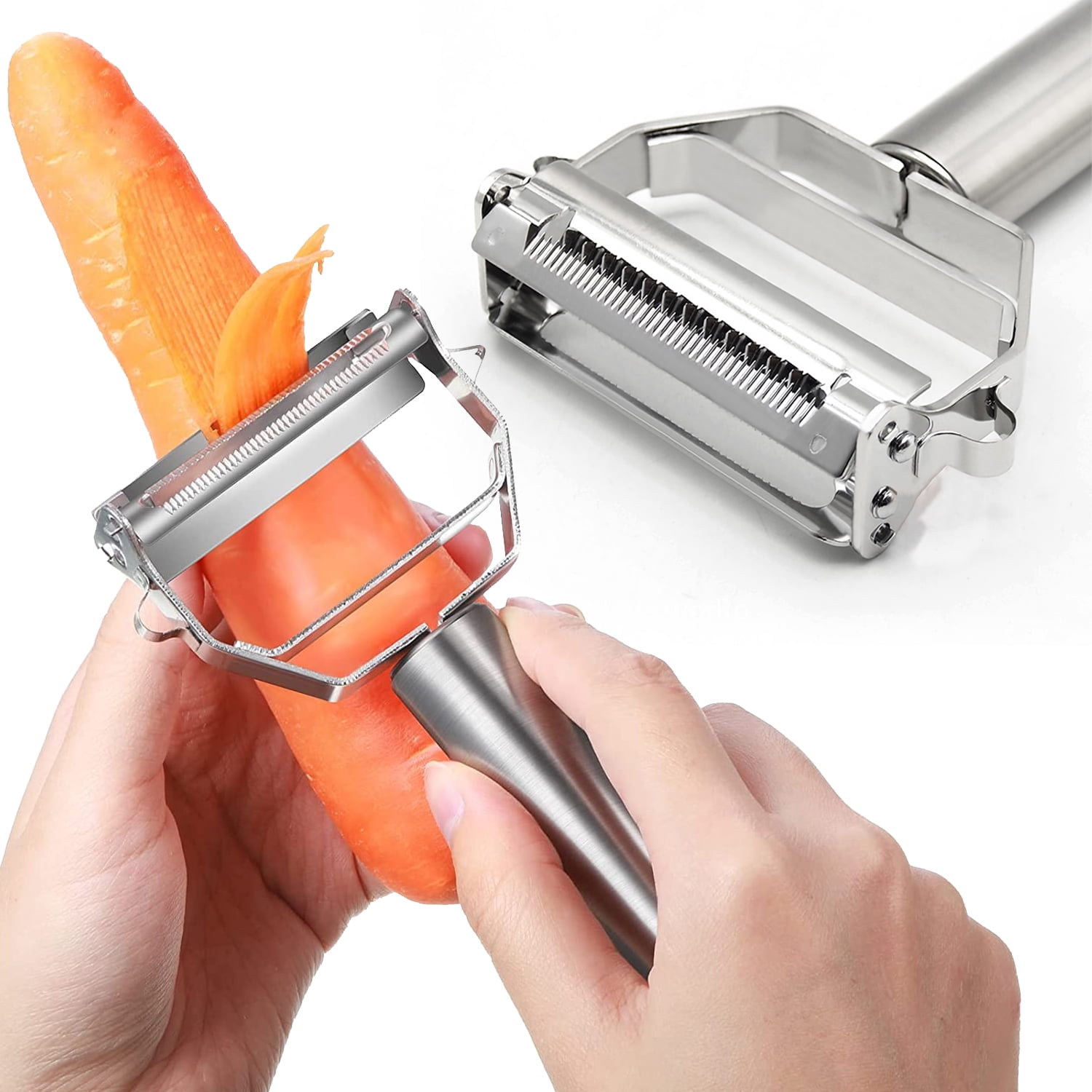 BORDSTRACT 7.9x2.0in Vegetable Peeler, Multifunctional Storage Peeler with  Container, Stainless Steel Storage Type Peeling Knife with Barrel