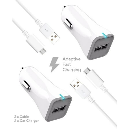 Ixir ZTE Grand X V970 Charger Micro USB 2.0 Cable Kit by Ixir - (Car Charger + Cable) True Digital Adaptive Fast Charging uses dual voltages for up to 50% faster charging!