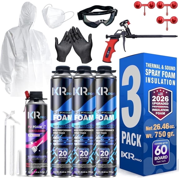 Ixirpro 3-Pack Expanding Spray Foam Insulation Kit (25.4 oz / 720g) - High Density Closed Cell Sealant for Walls, Ceiling, Windows & Doors