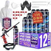 Ixirpro 12-Pack Expanding Spray Foam Insulation Kit 25.4 oz / 720g - High Density Closed Cell Sealant for Walls, Ceiling, Windows & Doors