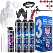 Ixirpro 3-Pack Expanding Spray Foam Insulation Kit 25.4 oz / 720g - High Density Closed Cell Sealant for Walls, Ceiling, Windows & Doors