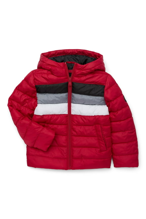 Boys Retro Stripe Quilted Hooded Puffer Jacket, Sizes 4-18